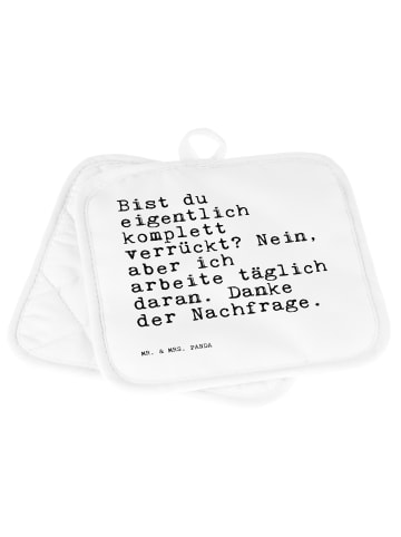Mr. & Mrs. Panda Topflappen Bist du eigentlich komplett... mit S... in Weiß