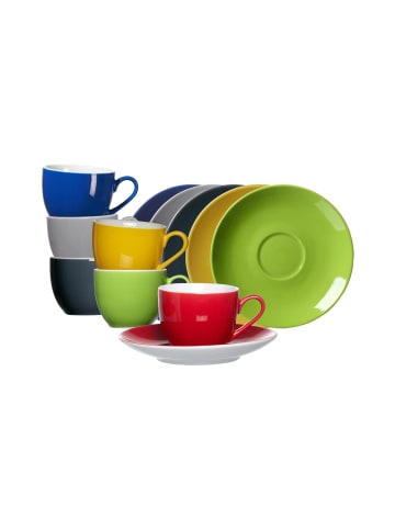 Ritzenhoff & Breker 6er Set Espressotassen mit Untertassen Doppio 80 ml in bunt