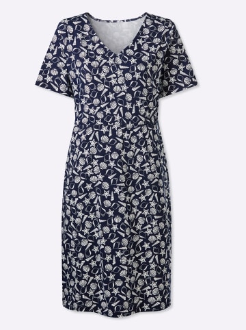 Sieh an! Jerseykleid in marine-ecru-bedruckt