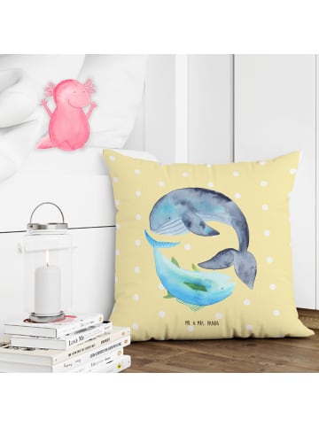 Mr. & Mrs. Panda Sofa Kissen Walfisch Thunfisch ohne Spruch in Gelb Pastell