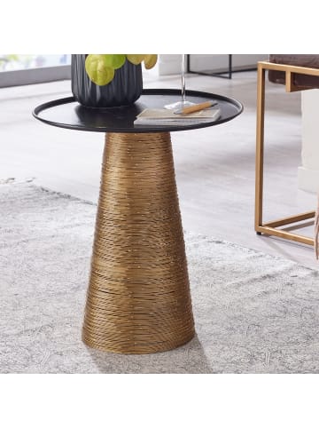 KADIMA DESIGN Beistelltisch Sofatisch | Aluminium, 40x40x45cm, Gold/Schwarz, Rund