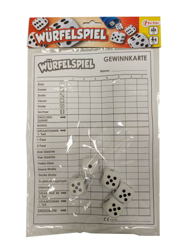 Toi-Toys XXL Würfelspiel (deutsch) - Punkteblock inkl 5 Würfel in mehrfarbig