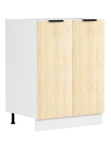 VCM  Küchenschrank 60 cm Unterschrank Drehtüren Fasola in Weiß / Honig-Eiche