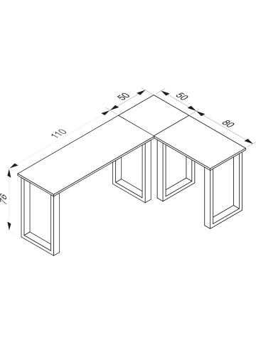 VCM  U Schreibtisch Eckschreibtisch L Form 160x130x50 in Weiß / Weiß