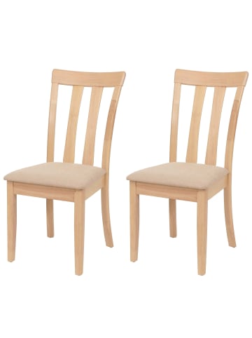 MCW 2er-Set Küchenstuhl G46, Naturfarbenes Gestell, beige