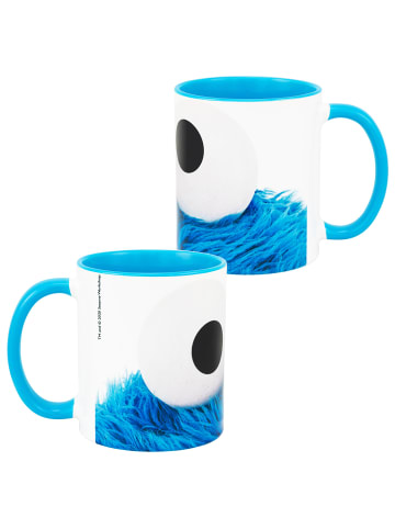 United Labels Sesamstraße Tasse - Krümelmonster Cookie Monster 320 ml in blau/weiß