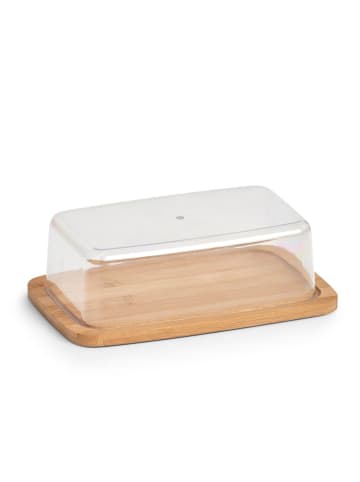 Zeller Butterdose mit Bambusbrett in Transparent, 19 x 12 cm