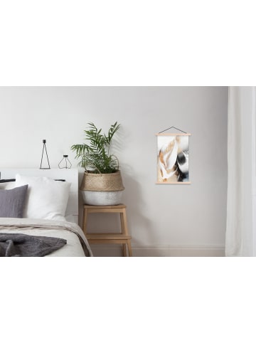 OnlyWow Poster mit Leiste Abstrakte Kunst weiß gold