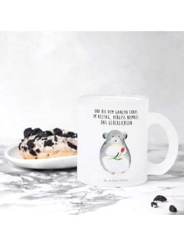 Mr. & Mrs. Panda Teeglas Chinchilla Blume mit Spruch in Transparent