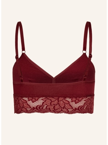 Erlich Textil Amelie Bralette mit Spitze bügellos aus Modal - verstellbare Träger in weinrot