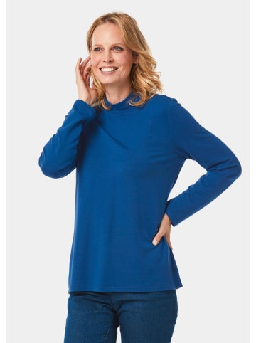 GOLDNER Stehkragenshirt aus Feinjersey, Langarm in royalblau
