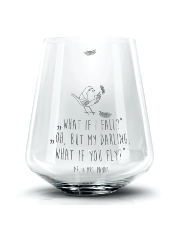 Mr. & Mrs. Panda Whiskyglas Rotkehlchen Federn mit Spruch in Transparent