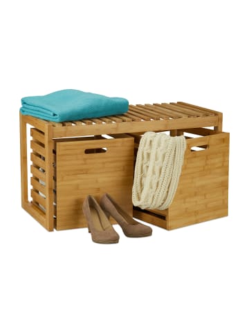 relaxdays Sitzbank in Natur - (B)80 x (H)44,5 x (T)40 cm