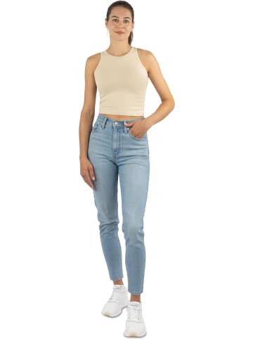 Janice 2 x Damen crop Top hochgeschlossen Niah in Beige