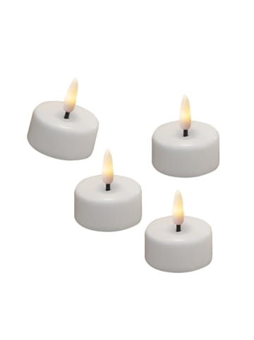 Deluxe Homeart 4x LED Mini Teelichter Mia flackernd mit Batterien D: 3,5cm in weiß