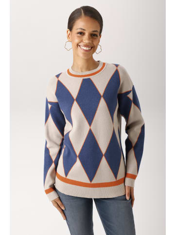 Aniston CASUAL Strickpullover in beige-blau-orange