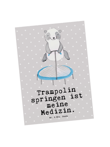 Mr. & Mrs. Panda Wanddeko Panda Trampolin springen mit Spruch in Grau Pastell