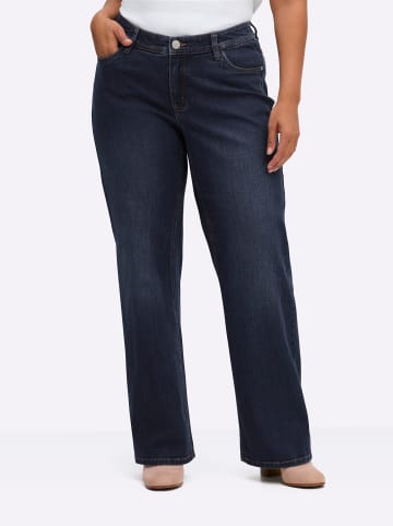sheego Gerade Jeans in darkblue-stone-washed