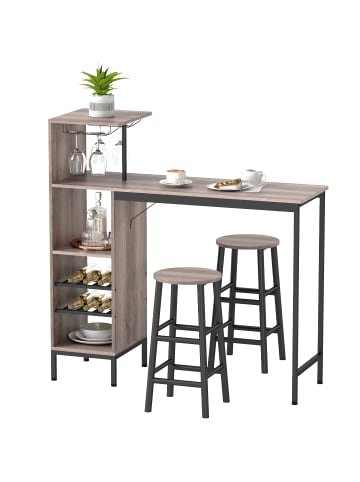 HOMCOM Bartisch Set-121,5L x 40B x 122H cm-Grau