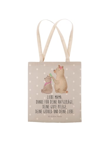 Mr. & Mrs. Panda Tote Bag Bär Kind mit Spruch in Grau Pastell