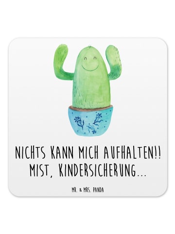 Mr. & Mrs. Panda Untersetzer für Gläser Kaktus Happy mit Spruch in Weiß