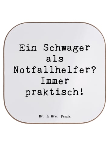 Mr. & Mrs. Panda Untersetzer Schwager Notfallhelfer mit Spruch in Weiß