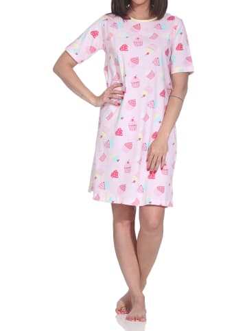 NORMANN Kurzarm Nachthemd Cupcake in Allover