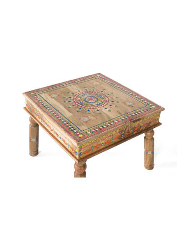 Giner y Colomer Couchtisch aus Mangoholz mit handbemalten Details in Multicolored