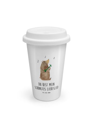 Mr. & Mrs. Panda Thermobecher Bär Lied mit Spruch in Weiß