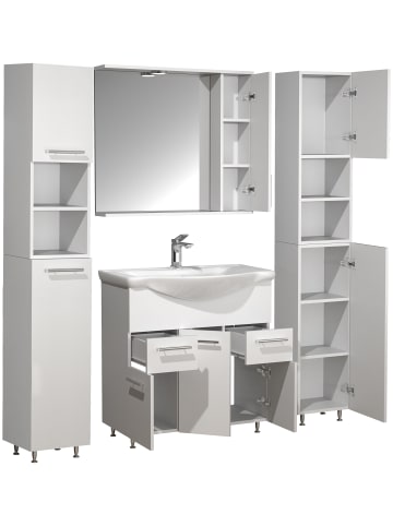 VCM  5-tlg. Waschplatz Waschtisch Schubladen Lisalo XL in Weiß