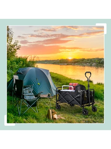 relaxdays Bollerwagen in Schwarz - (B)74 x (H)95 x (T)48 cm