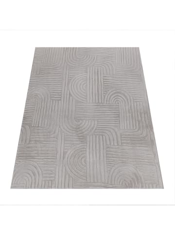KADIMA DESIGN Teppich Kurzflor waschbar Unifarben Struktur Wohnzimmer in Grau
