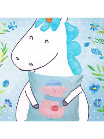 Mr. & Mrs. Panda Dekokissen Schwein Glühwein ohne Spruch in Eisblau