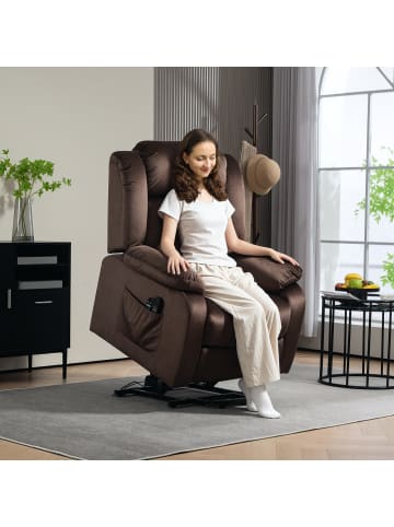 HOMCOM Fernsehsessel mit Aufstehhilfe in Braun 95L x 88B x 106H cm