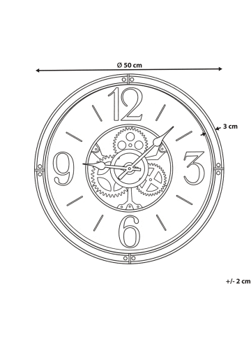 Beliani Wanduhr ALBACETE in Schwarz/Braun - (W) 50 x (H) 50 x (L) 5 cm