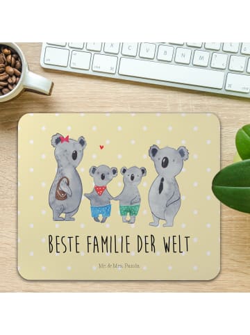Mr. & Mrs. Panda Mauspad Koala Familie zwei mit Spruch in Gelb Pastell