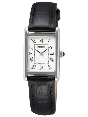 Seiko Damen-Armbanduhr mit Lederband Schwarz
