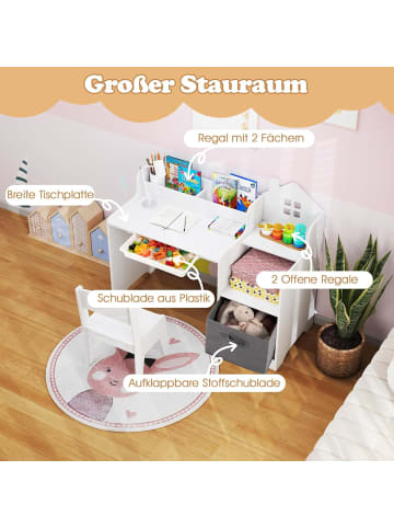 COSTWAY Schreibtisch Kinder mit Stuhl in Weiß