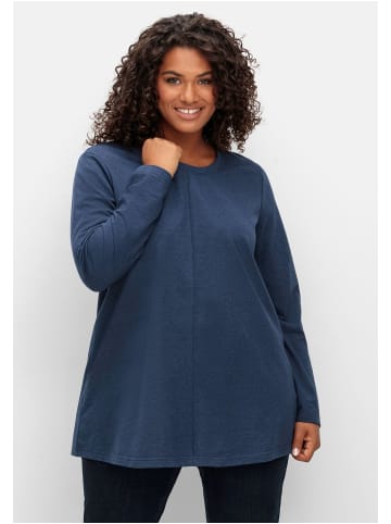 sheego Fein meliertes Langarmshirt in nachtblau meliert