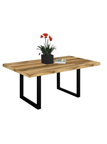 58 aufm Kessel ESSTISCH Elgin 3 210x80x100 Metall+Holzwerkstoff Schwarz/Plankeneiche