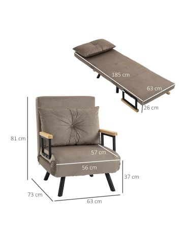 HOMCOM Schlafsofa-63L x 73B x 81H cm-Braun
