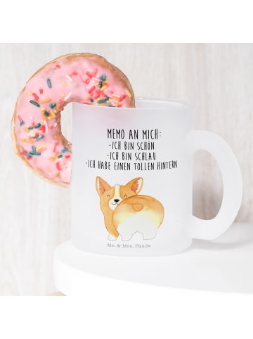 Mr. & Mrs. Panda Trinkglas Corgi Po mit Spruch in Transparent