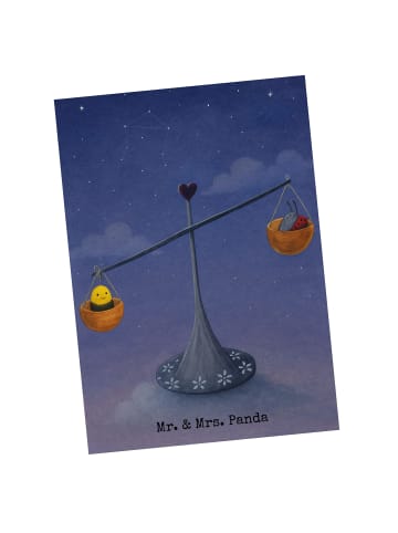 Mr. & Mrs. Panda Postkarte Sternzeichen Waage Design ohne Spruch in Weiß