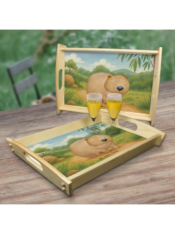 Mr. & Mrs. Panda Holztablett Wombat Design ohne Spruch in Weiß