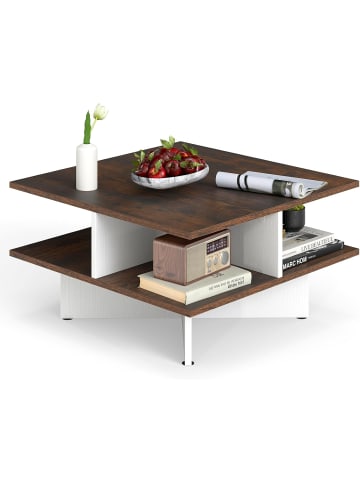 COSTWAY Couchtisch 60 x 60 x 33 cm in Braun