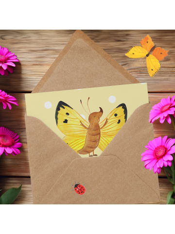 Mr. & Mrs. Panda Einladungskarte Schmetterling Zitronenfalter mi... in Gelb Pastell