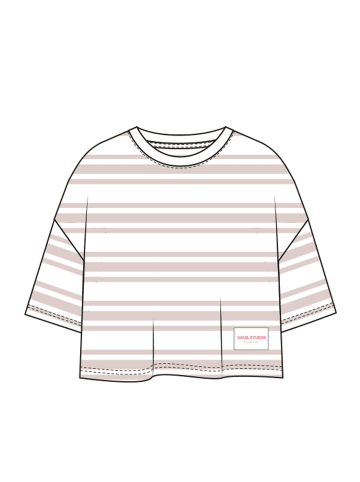 Smith&Soul Boxy Cropped T-Shirt Striped in Beige