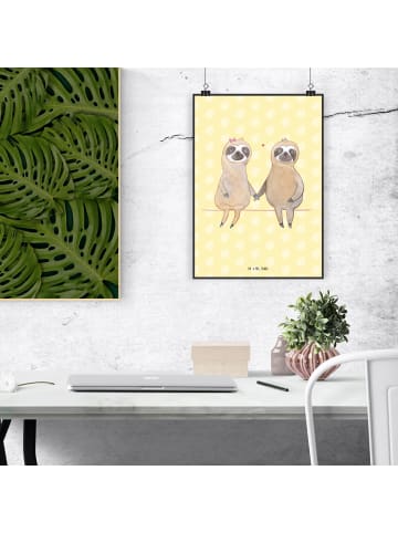 Mr. & Mrs. Panda Poster Faultier Pärchen ohne Spruch in Gelb Pastell