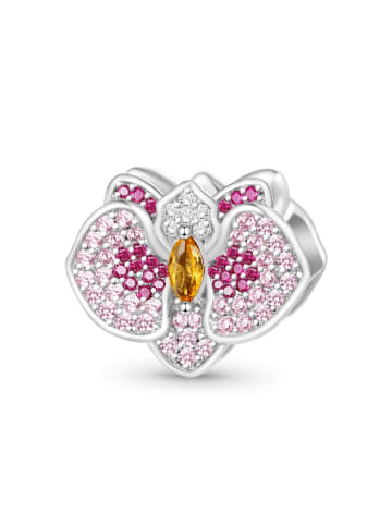 GNOCE Sterling Silber Orchidee Charm Zirkonia bunt