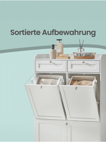 VASAGLE Badschrank in Wolkenweiß - (B)40 x (H)80.2 x (T)78.9 cm